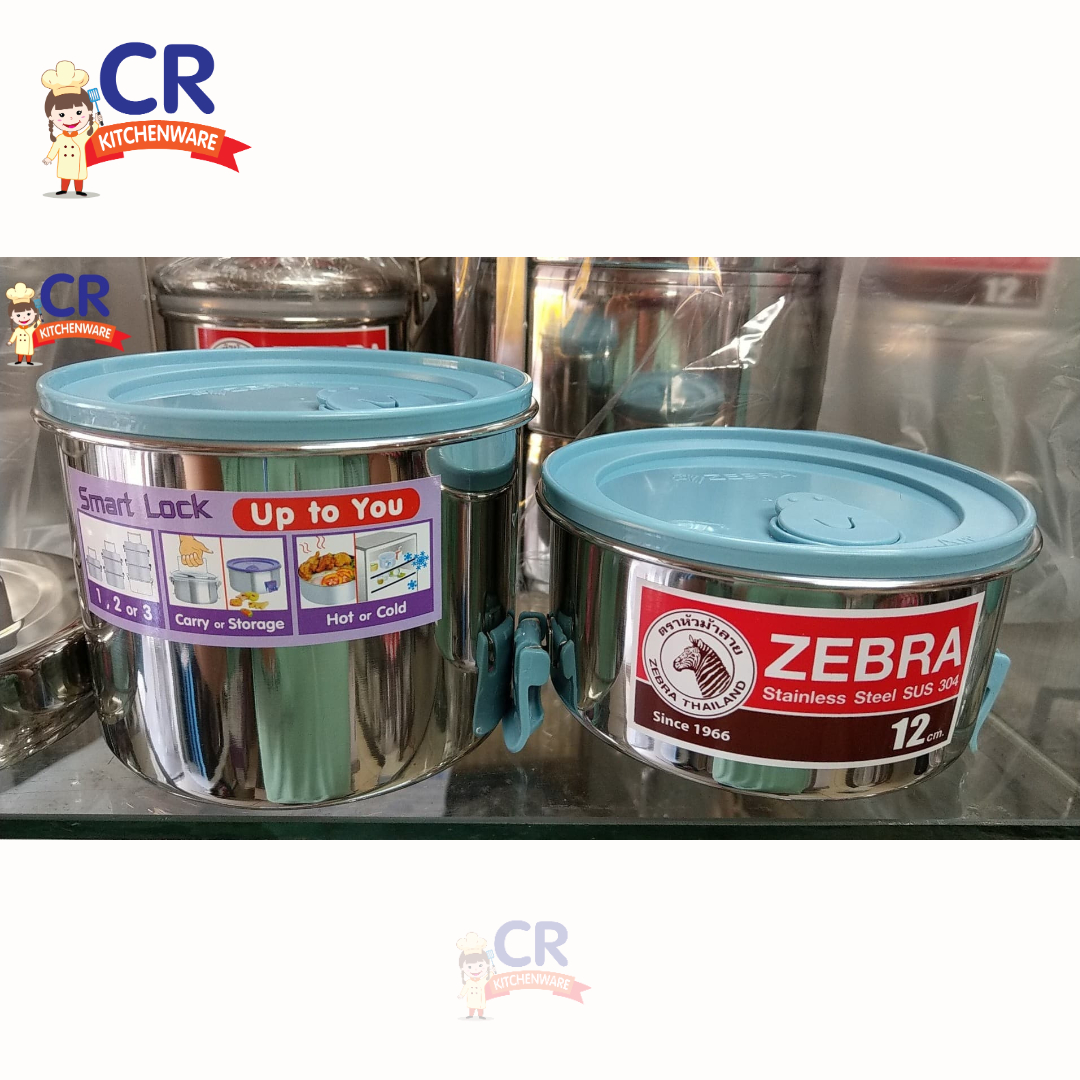 ปิ่นโต Smart Lock II ขนาด 12 ซม. 2 ชั้น ทรงสูง ตราหัวม้าลาย