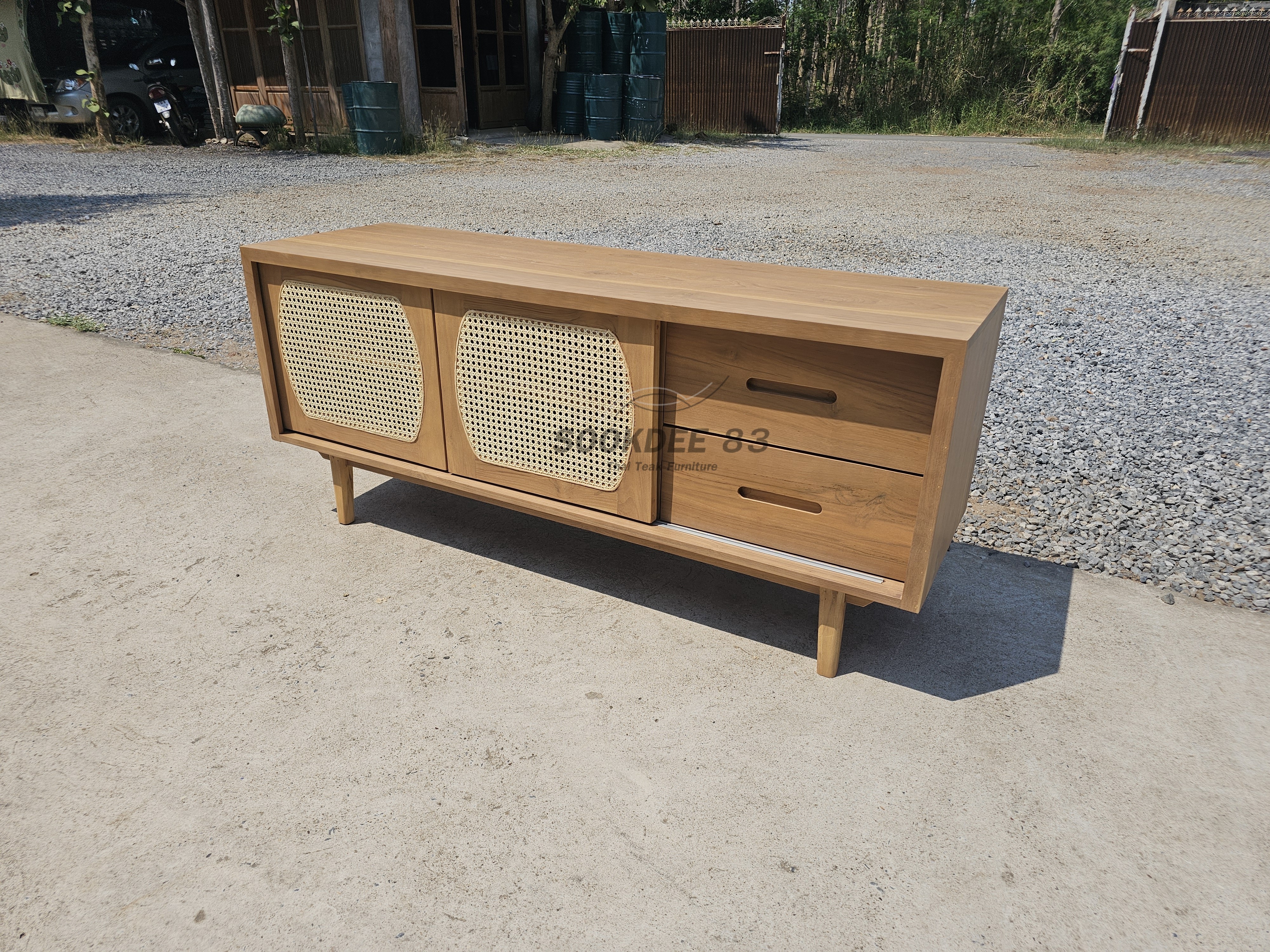 ตู้เก็บของบานหวายสไลด์ (สีสัก)