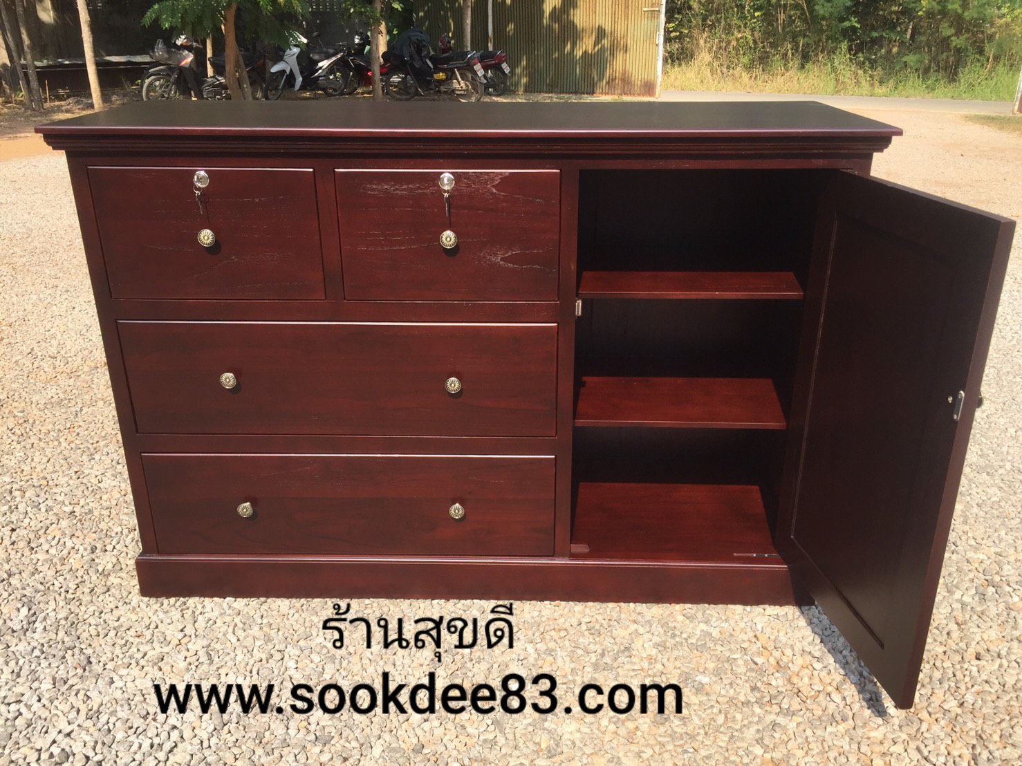 เคาน์เตอร์ลิ้นชัก บานเรียบ 1.5 ม. (สีสัก)