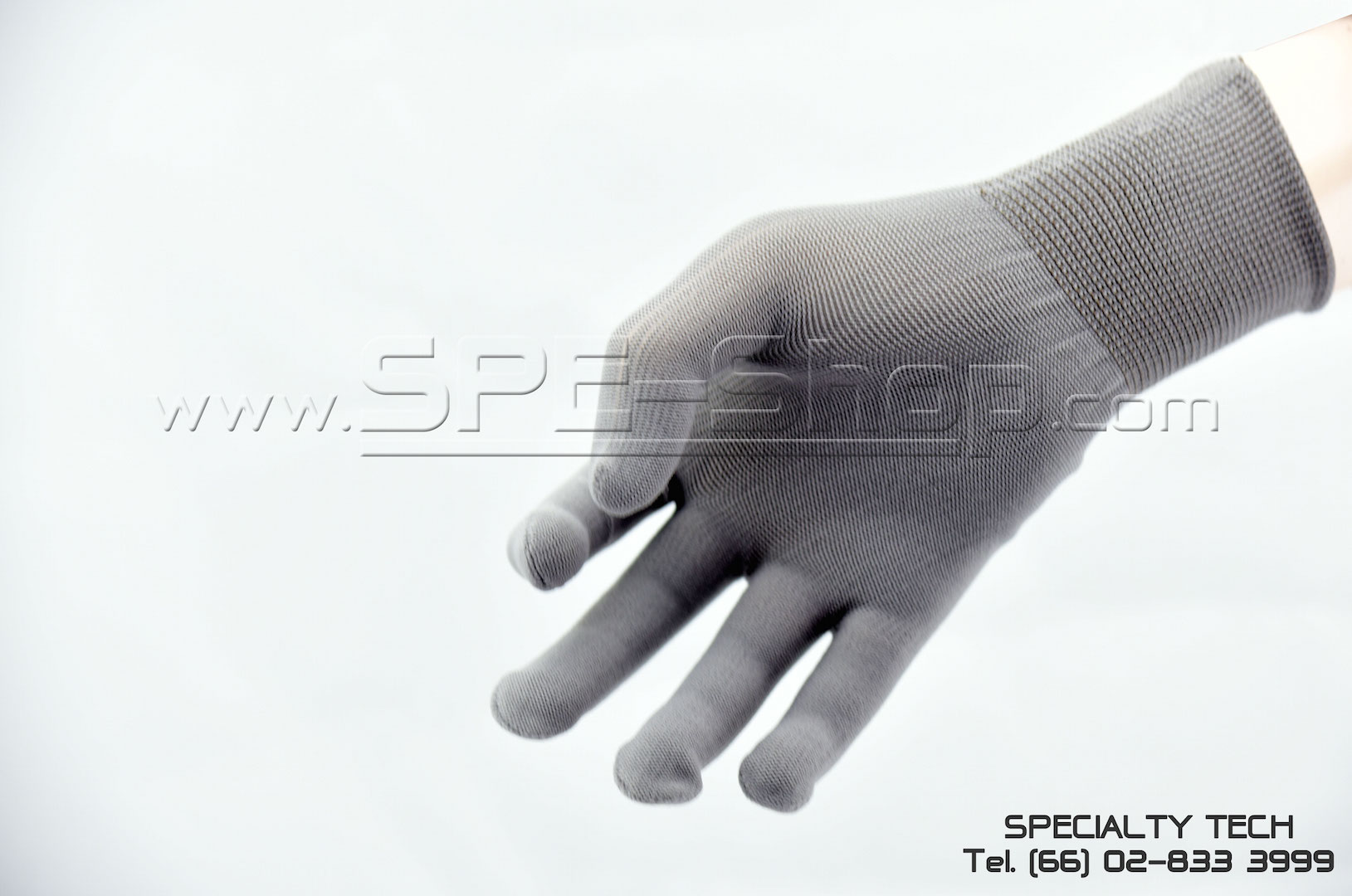 ถุงมือถักไม่เคลือบ (Nylon and PU uncoated Grey)