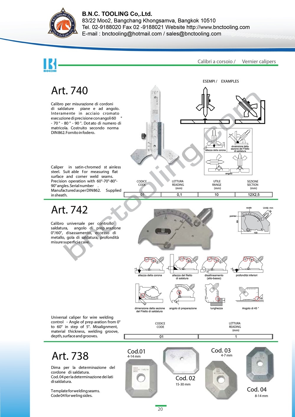BOCCHI, Universal caliper for wire welding control,Art-742