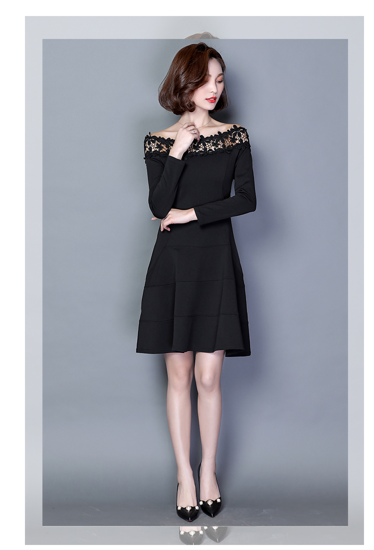 ชุดเดรสสีดำ แขนยาว ส่งฟรี ems
