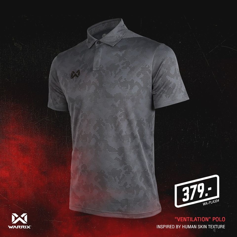 WARRIX เสื้อโปโลพิมพ์ลาย วาริกซ์ รุ่นใหม่ VENTILATION (WA 202PLACL01) วอริกซ์ แท้ 100% กรมท่า/แดง/เหลือง/เขียว/เทา/ฟ้า