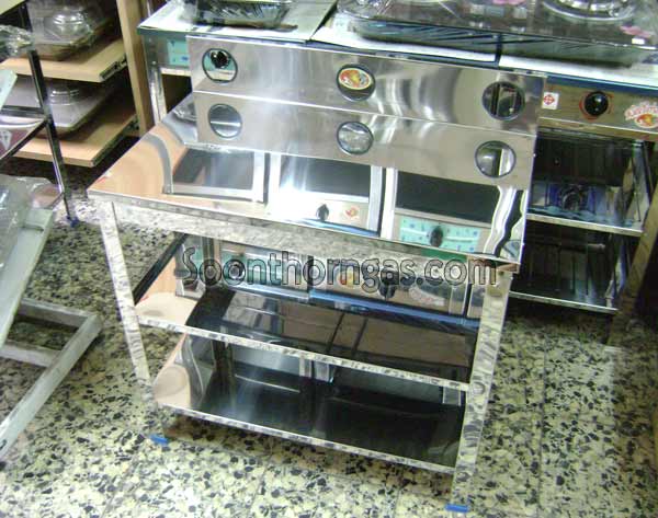 ชั้นวางเตาแก๊สคู่ แบบ2ชั้นทึบ สแตนเลสทั้งตัว รุ่น ST-TS-202 (ไม่มีช่องวางเครื่องปรุง)
