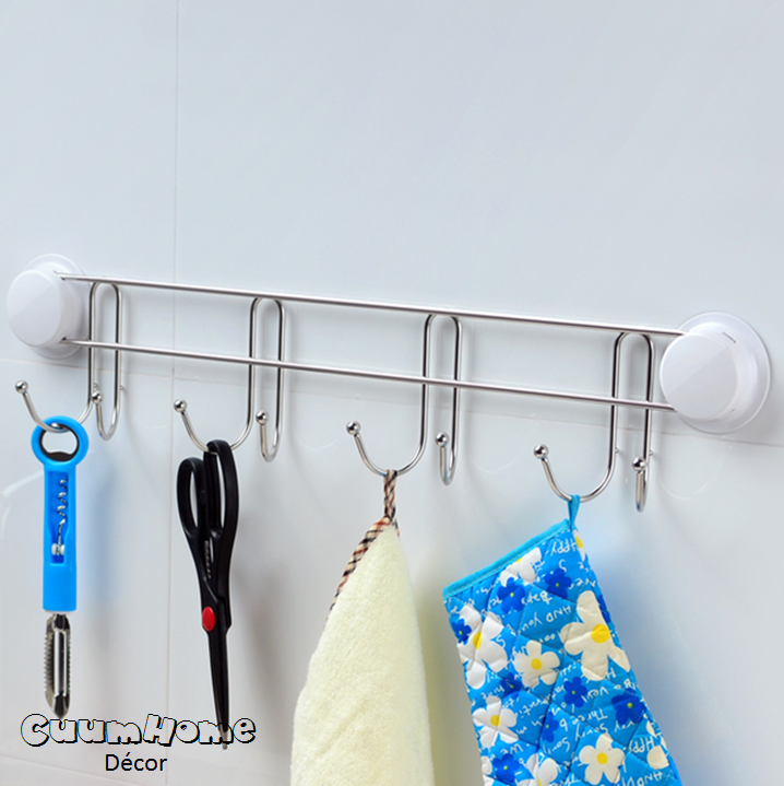 VR-16 ตะขอแขวนอุปกรณ์ 8 Hook ไม่ต้องเจาะผนัง