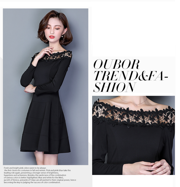 ชุดเดรสสีดำ แขนยาว ส่งฟรี ems