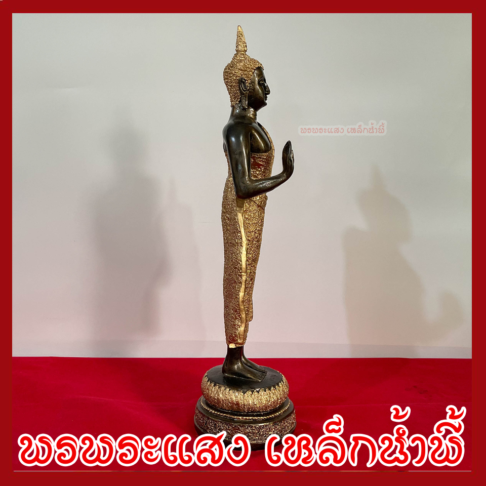 พระประจำวันจันทร์ พระพุทธรูปปางห้ามญาติ ฐานหน้ากว้าง 5 นิ้ว สูง 22.5 นิ้ว วัตถุมงคล เนื้อมวลสารแร่เหล็กน้ำพี้