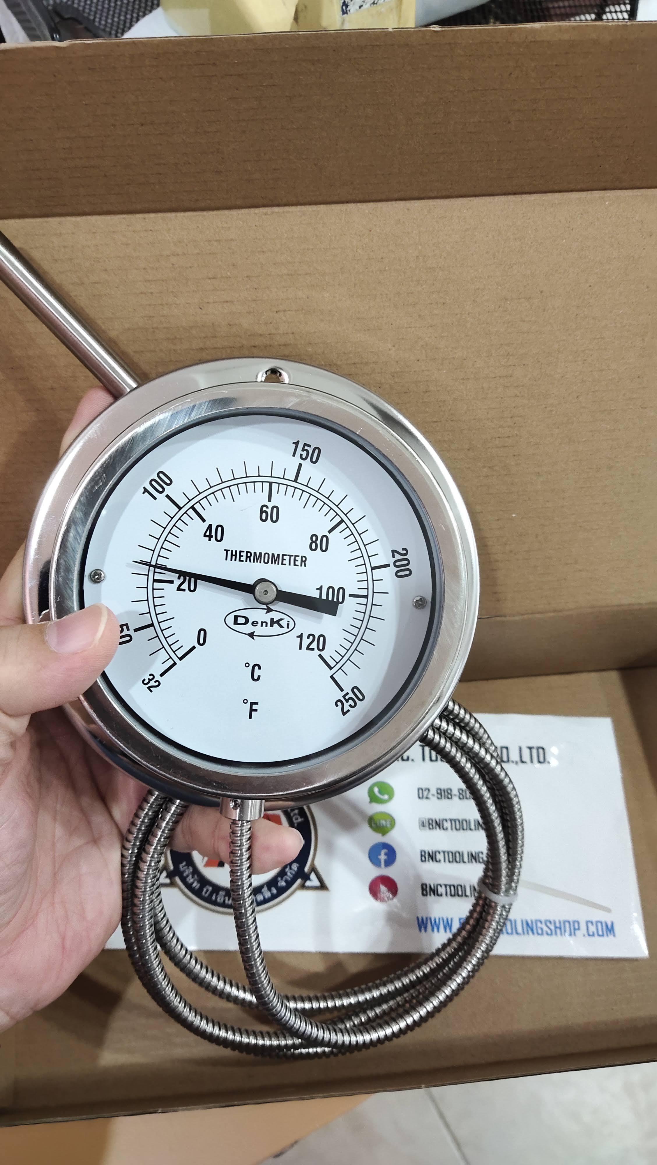เกจวัดอุณหภูมิแบบท่อคะปิลลารี , ThermometerGauge, Denki DKW 4"1.5M Temp 0-120 C/ 250F x 1/2PT