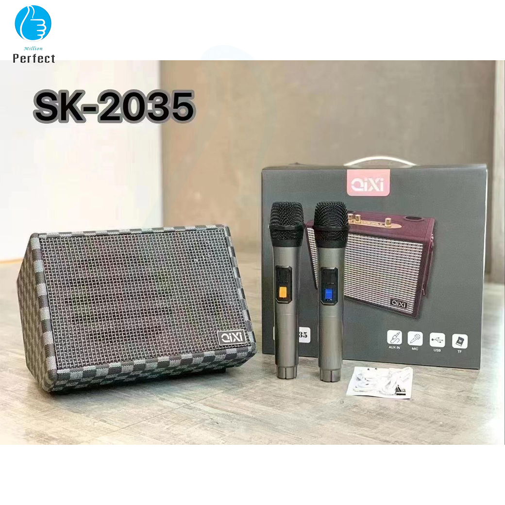 ลำโพงบลูทูธ QIXI รุ่น SK-2035 ลำโพงคลาสิค วินเทจ เสียงดีแบตทนตัวใหญ่ แถมไมโครโฟน 2 ตัว