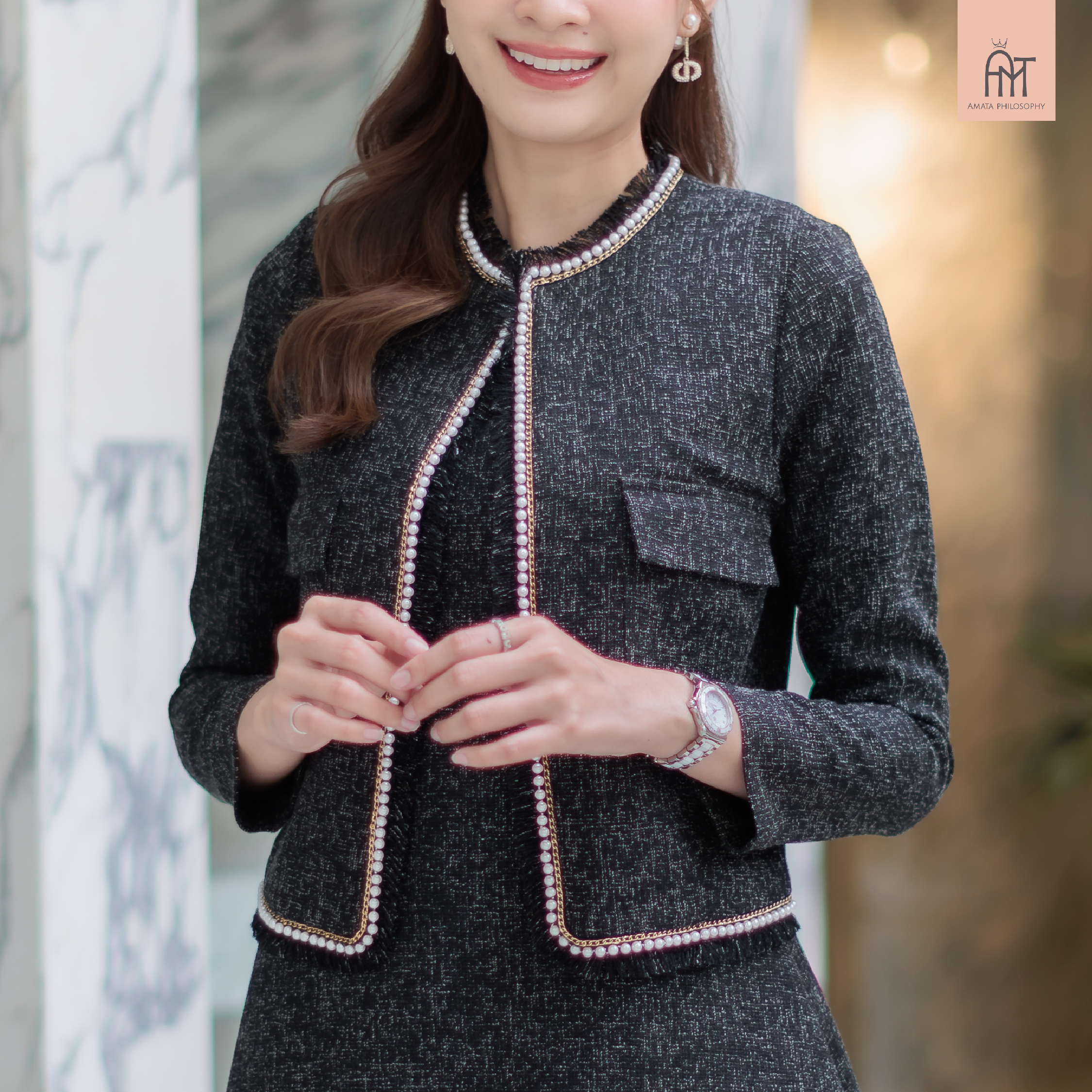 AMATA เสื้อเบลเซอร์ครอป Brown sugar jelly