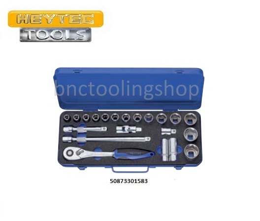 ลูกบ๊อกชุดพร้อมด้ามรู 1/2" x 6เหลี่ยม 19ชิ้น ,Socket Set 1/2" 19pcs,HEYTEC,50873301583