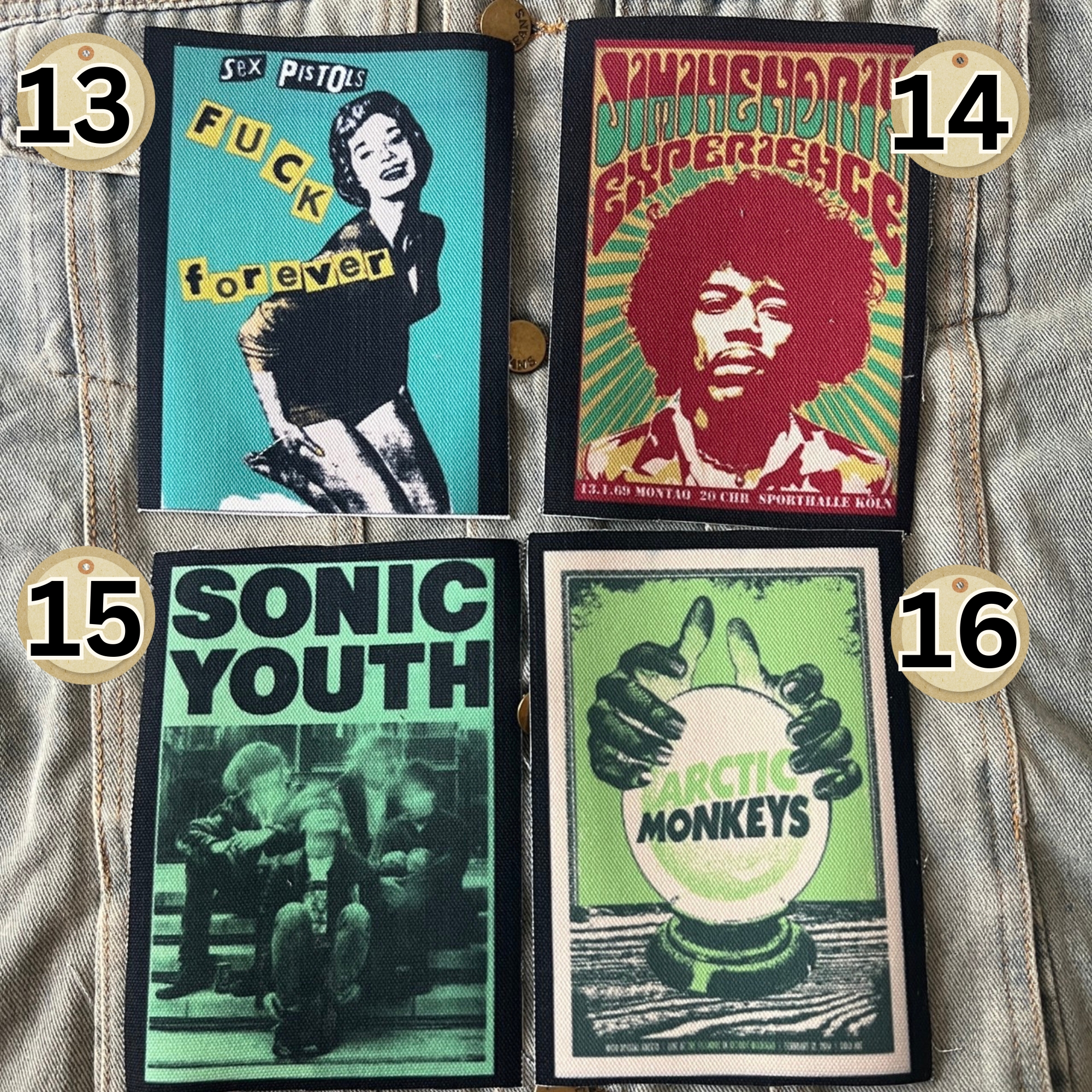 ตัวรีดติดเสื้อ วงดนตรี ร็อค วินเทจ พังค์ ผ้าแคนวาสพิมพ์ลาย ตกแต่งเสื้อผ้า Canvas Iron on Patch