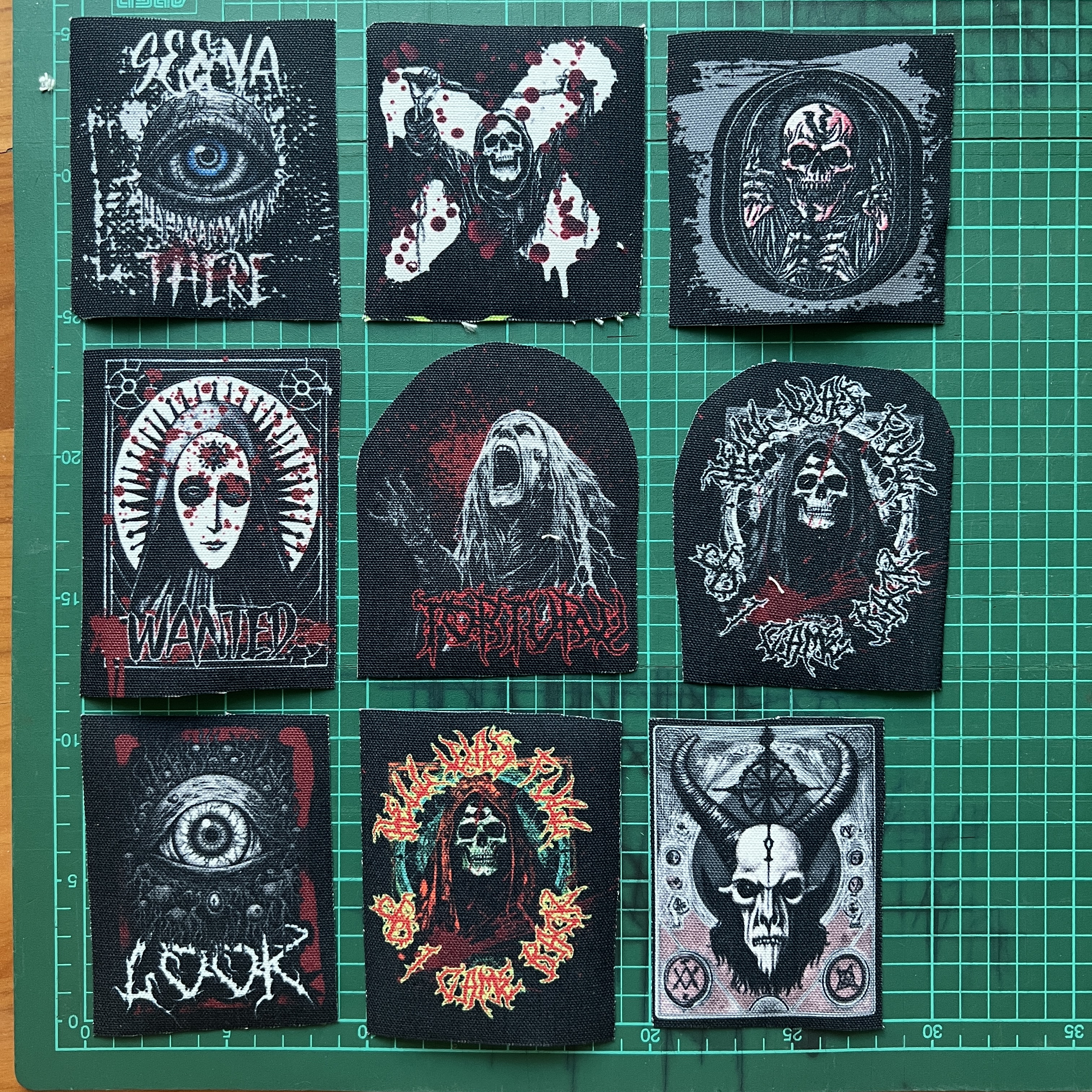 ตัวรีดติดเสื้อ occult skull ผ้าแคนวาสพิมพ์ลาย ตกแต่งเสื้อผ้า Canvas Iron on Patch