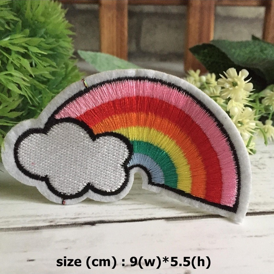 Rainbow ตัวรีดติดเสื้อ อาร์มรีด อาร์มปัก ตกแต่งเสื้อผ้า หมวก กระเป๋า แจ๊คเก็ตยีนส์ Rock Iron on Embroidered Patch