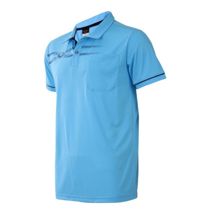 Grandsport เสื้อโปโลแขนสั้น สีฟ้า เหลือง พิมพ์ลาย 12-574 ของแท้