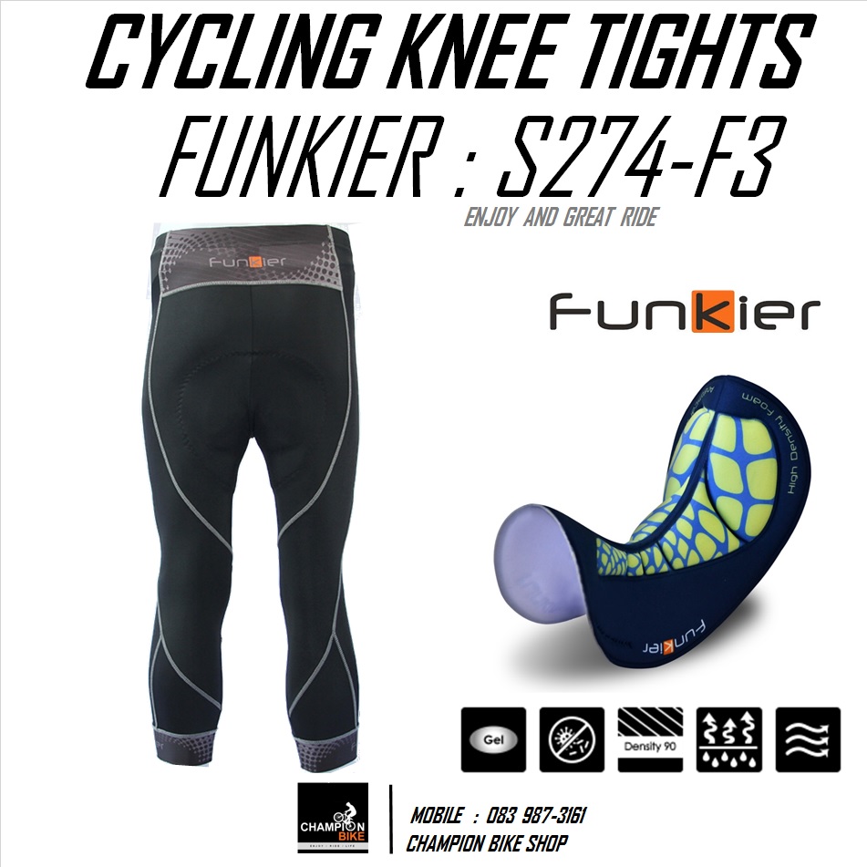 กางเกงปั่นจักรยาน ขา3ส่วน เป้าเจล FUNKIER : S274-F3 ARMENTO F3 GENTS SUMMER KNEE TIGHTS เป้ากล้วยF3