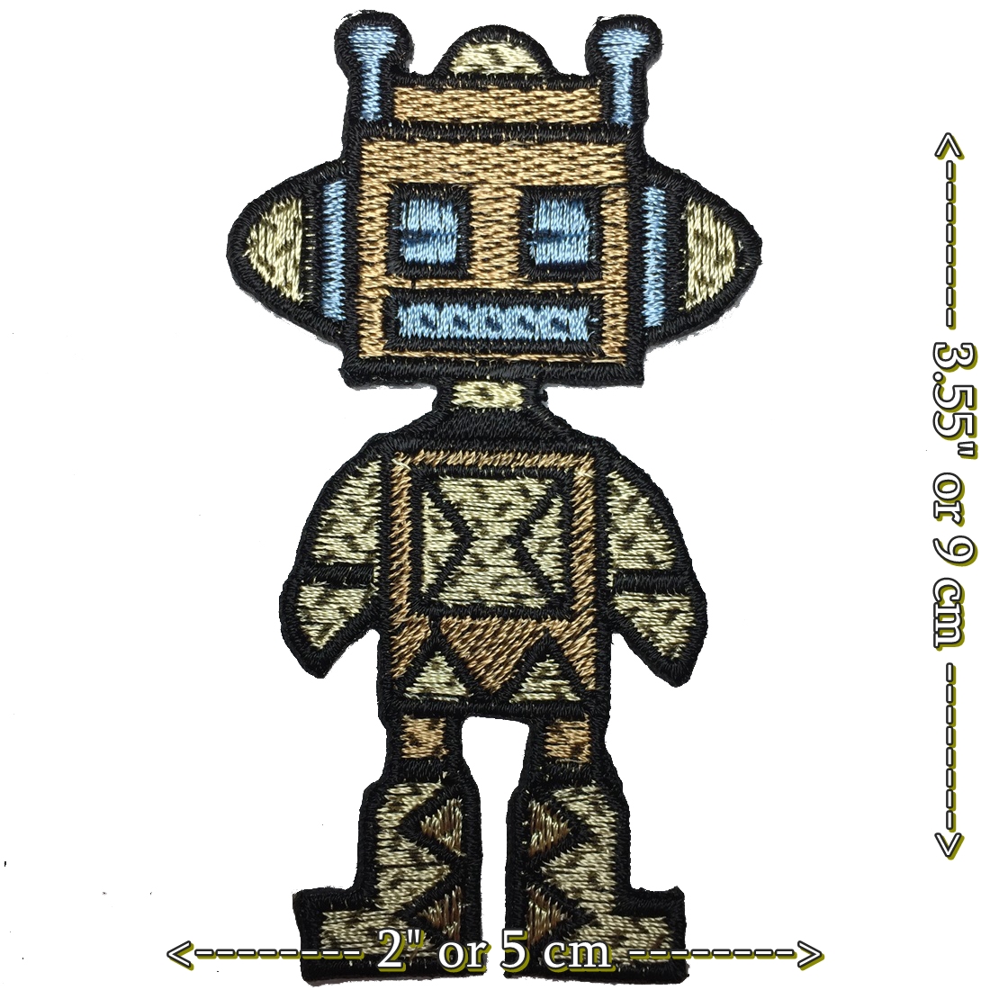 หุ่นยนต์ เหลือง ตัวรีดติดเสื้อ อาร์มรีด อาร์มปัก ตกแต่งเสื้อผ้า หมวก กระเป๋า แจ๊คเก็ตยีนส์ Cute Embroidered Iron on Patch