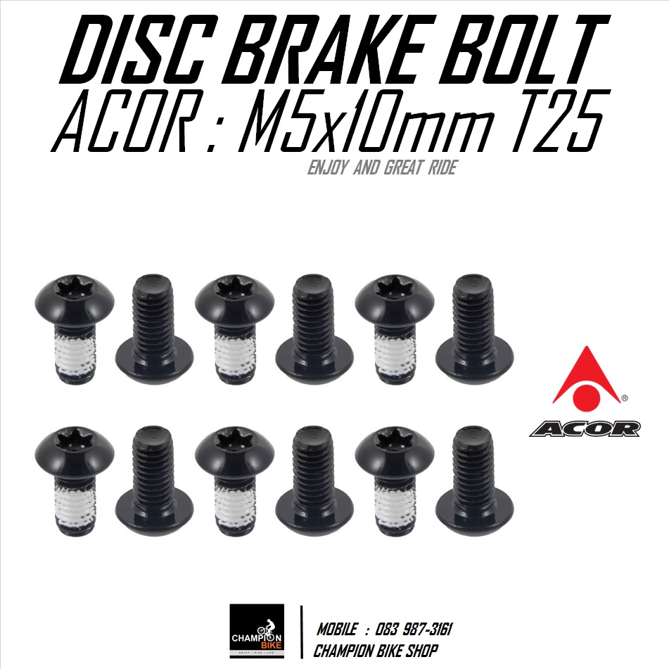 น็อตยึดใบดิส สีดำ ACOR : DISC BRAKE BOLT SET M5x10mm. T25 BLACK COLOR