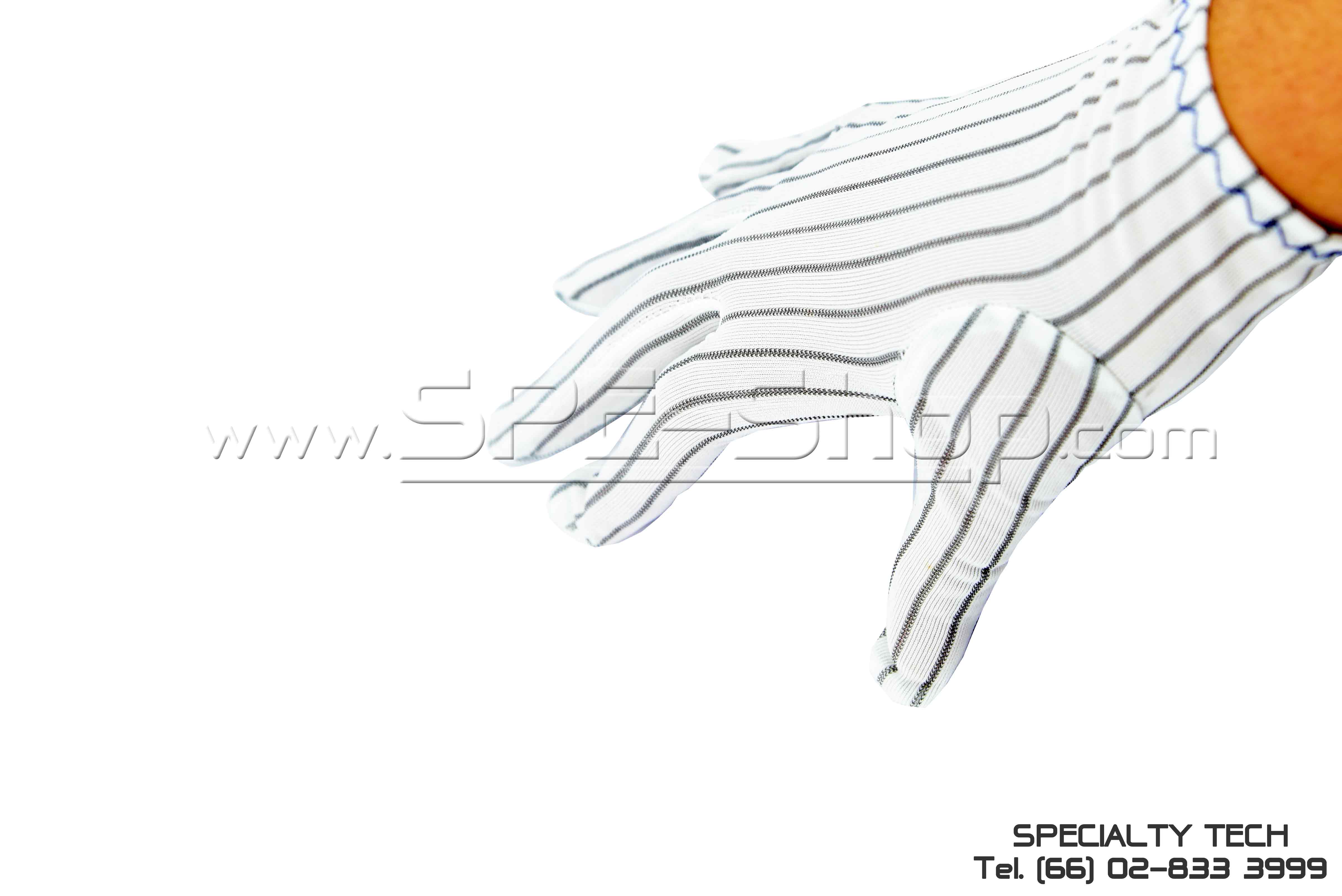 Glove Conductive 10MM ถุงมือป้องกันไฟฟ้าสถิต เส้นสีเข้ม