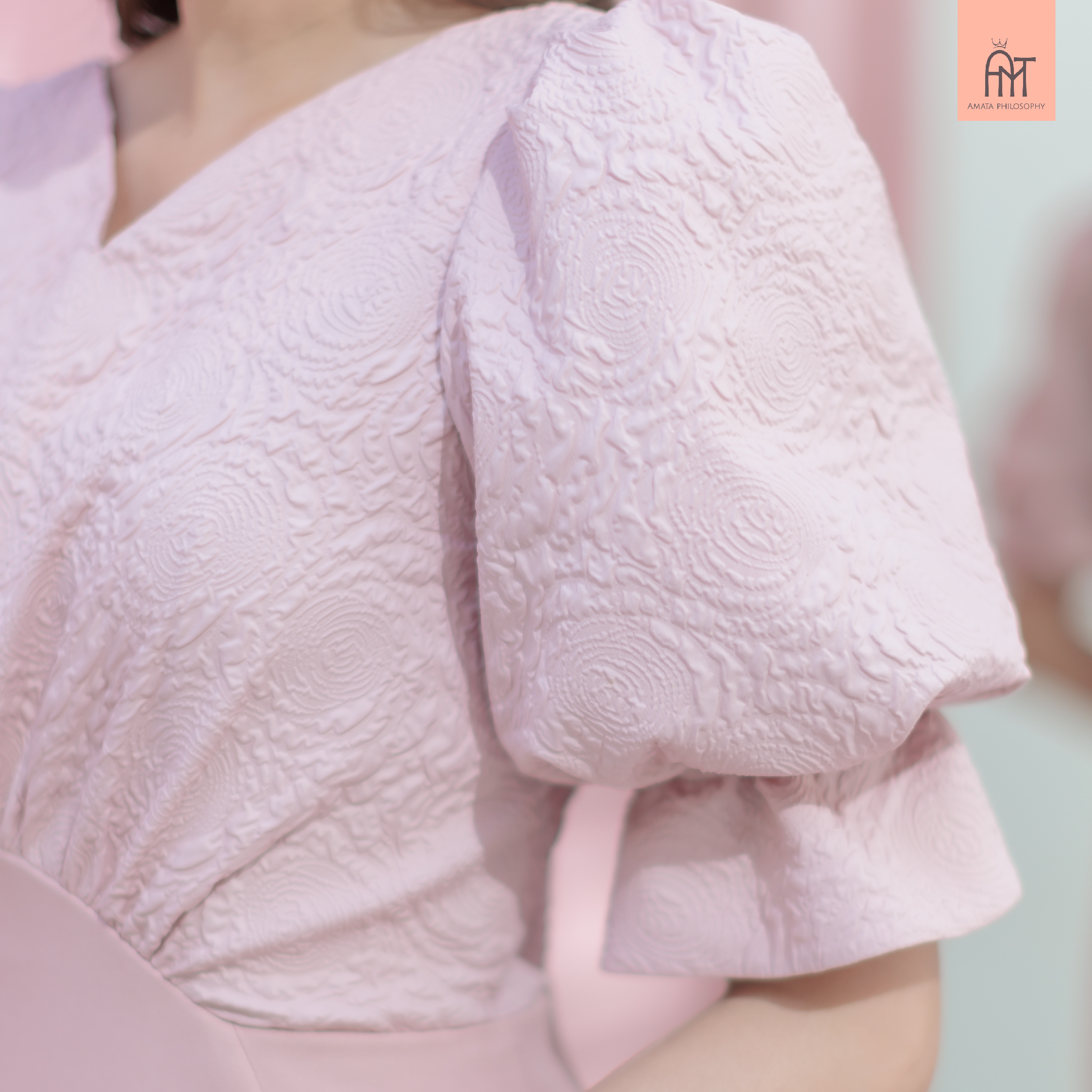 AMATA เดรส MELBOURNE สีชมพู สีเทา