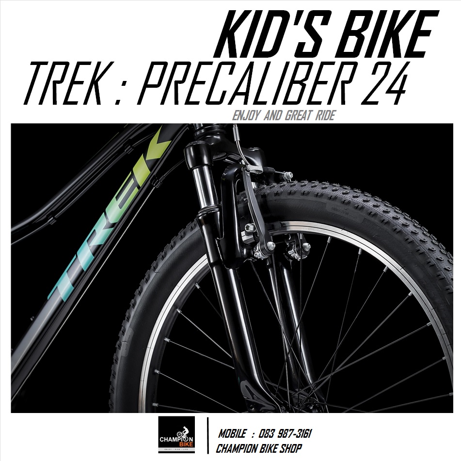 จักรยานเด็กวงล้อ 24 นิ้ว TREK : PRECALIBER 24 KID'S BIKE สีดำ-เขียวนีออนเฟดเขียวมินต์