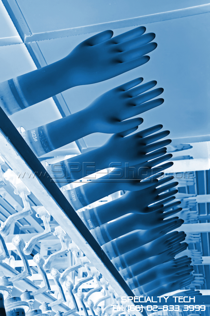 ถุงมือไนไตรสีฟ้า Cleanroom class 100-1,000 (Blue Nitrile Glove)