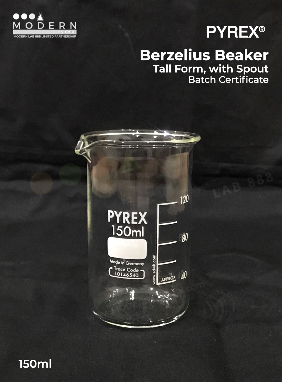 บีกเกอร์ทรงสูงมีพวยเท / Berzelius Beaker, Tall Form, with Spout, PYREX
