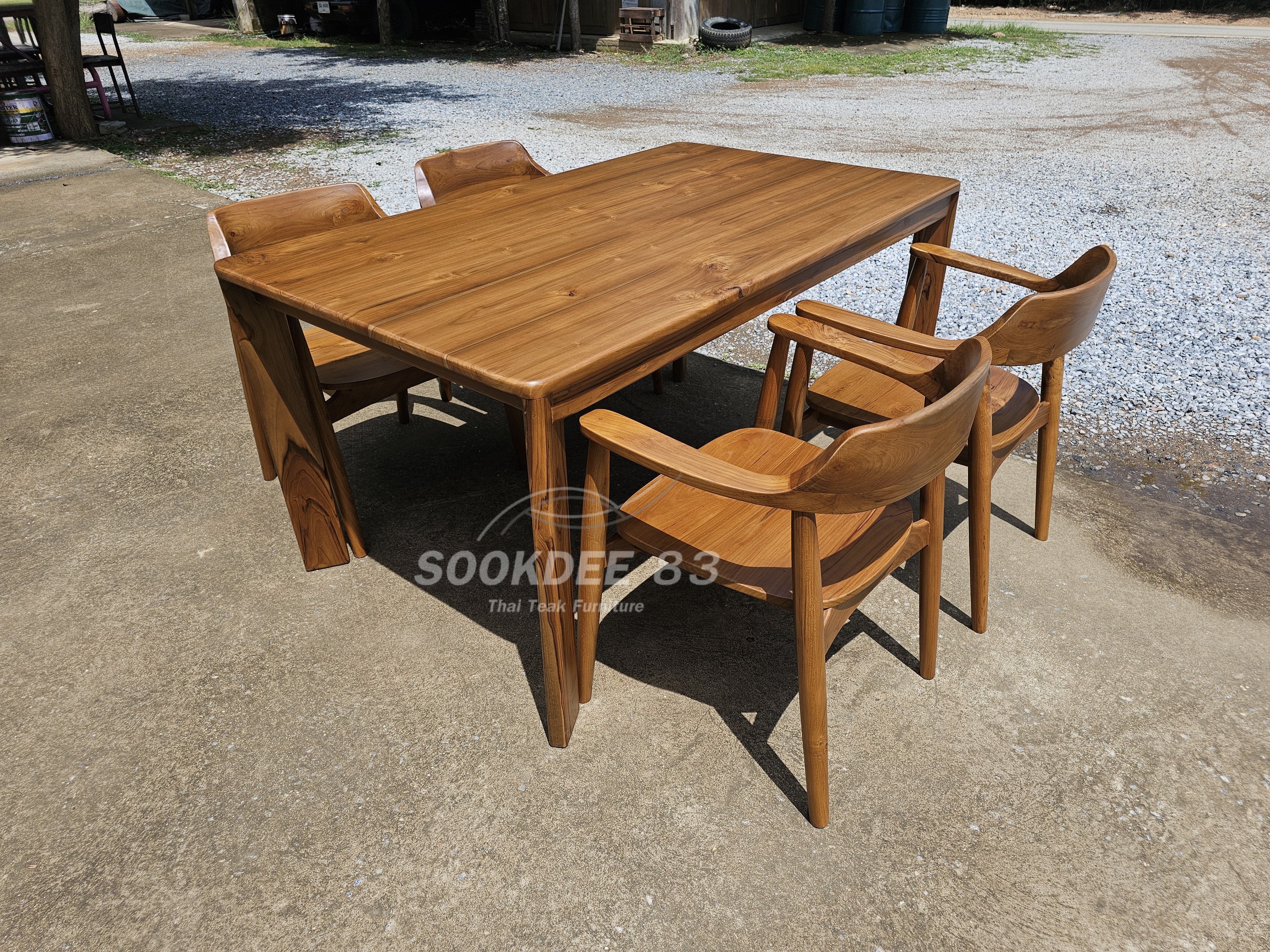 ชุดกินข้าวโต๊ะขาระพี 1.5 ม. เก้าอี้ฮิโรชิมา 4 ตัว