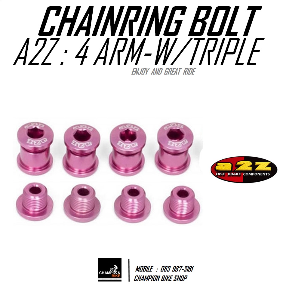 น็อตยึดใบจาน สีชมพู A2Z : CHAINRING BOLT SET PINK COLOR (4 ARM CRANK W/TRIPLE)