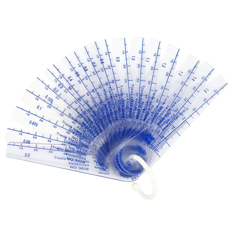 Plastic thickness gauge, 0.05-1.0mm 13 blades Feeler Gauges Metric Measurement ,Thickness Gap Metric Filler Feeler Gauge Plastic Measuring gap gage,OEM-HT0.05-1.0mm 13blades,