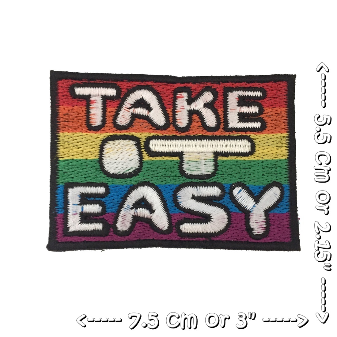 Take it Easy ตัวรีดติดเสื้อ อาร์มรีด อาร์มปัก ตกแต่งเสื้อผ้า หมวก กระเป๋า แจ๊คเก็ตยีนส์ Quote Embroidered Iron on Patch