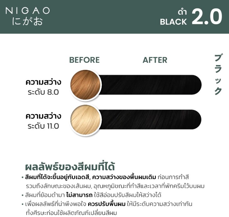 Nigao Hair Color Natural 100 ml. #2.0 Black นิกาโอะ ครีมย้อมผมปราศจากแอมโมเนีย 2.0-สีดำ 100 มล. (ไม่แถมไฮโดรเจน)