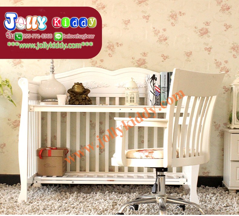 เตียงไม้สีขาว premium grade สำหรับเด็ก มัลติฟังชั่น สไตล์ยุโรป สินค้าคุณภาพ TP21045 (WD3)
