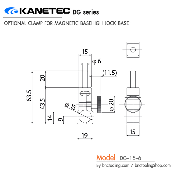 KANETEC,OPTIONAL CLAMP FOR MAGNETIC BASEHIGH LOCK BASE,DG-15-6