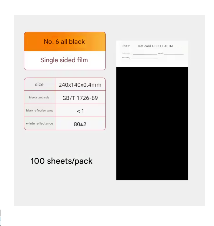 Paper Coating Test, NO6-100 Pcs All Black, Hiding Power Paper Coating Test, Cardboard Black and White Grid Paper, Contrast Ratio Reflectance Test Paper,
