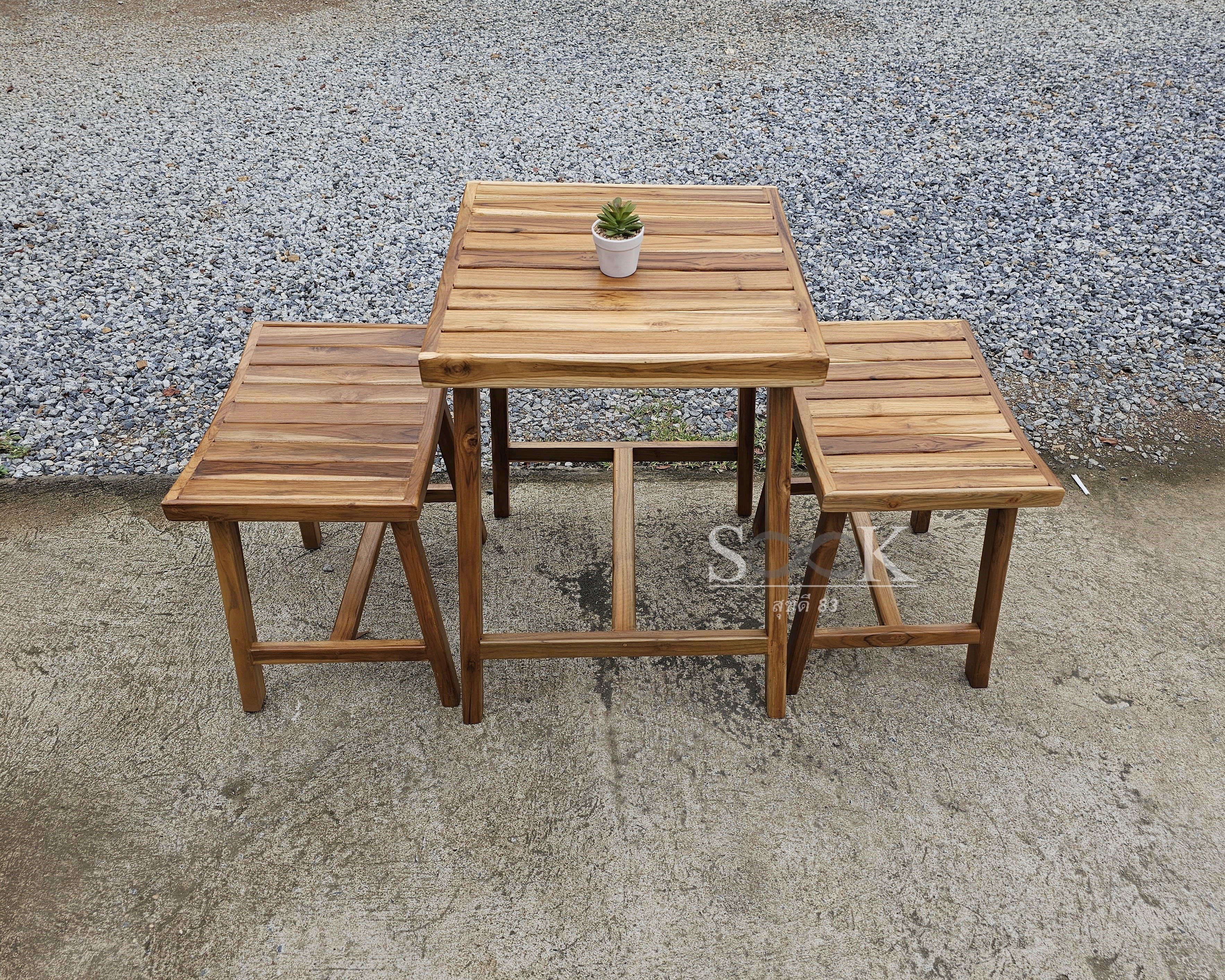 ชุดโต๊ะกาแฟมินิมอลซี่ระแนง