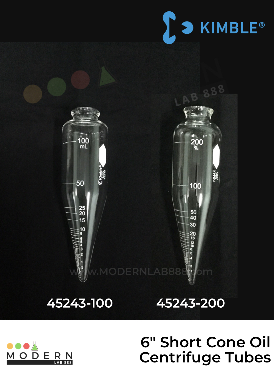 6" Short Cone Oil Centrifuge Tubes