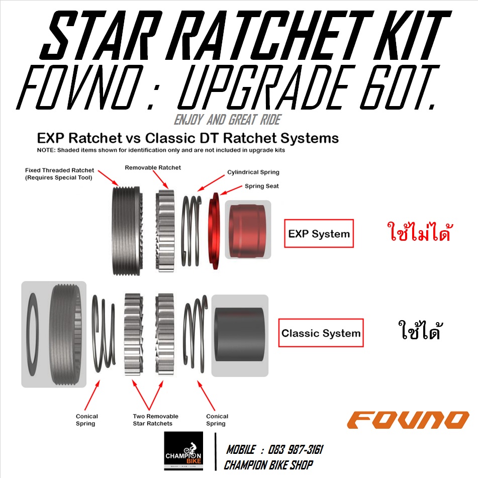 ชุดอัพคลิ๊ก60ฟัน สำหรับล้อ DT-SWISS / BONTRAGER FORNO : 60T STAR RATCHET UP-GRADE KIT FOR DT-SWISS / BONTRAGER