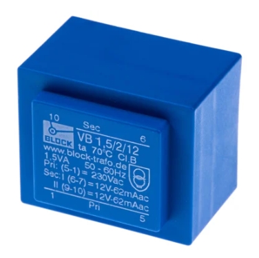 Block 12V ac 2 Output Through Hole PCB Transformer