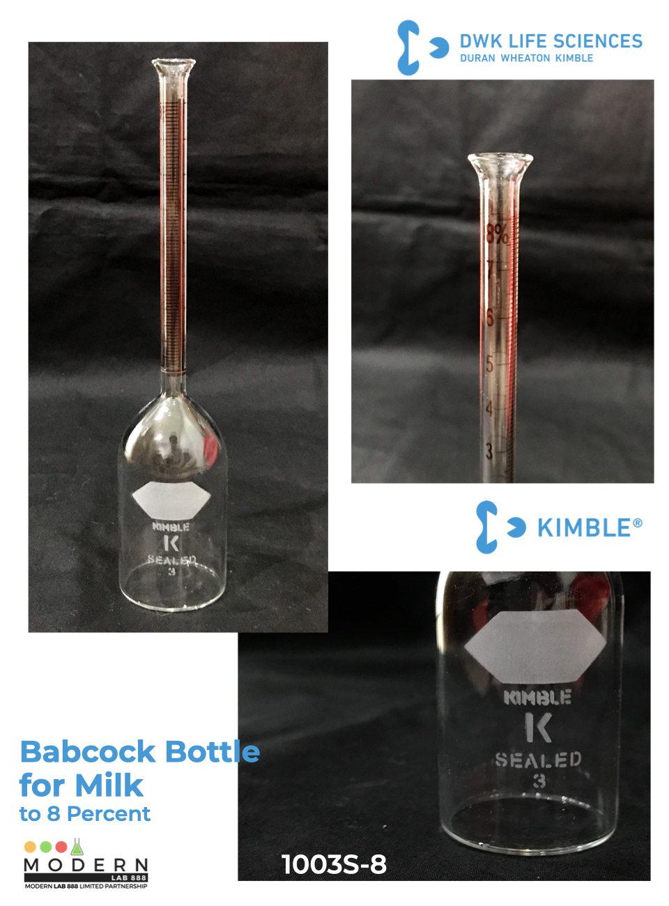 Babcock Bottle for Milk to 8 Percent