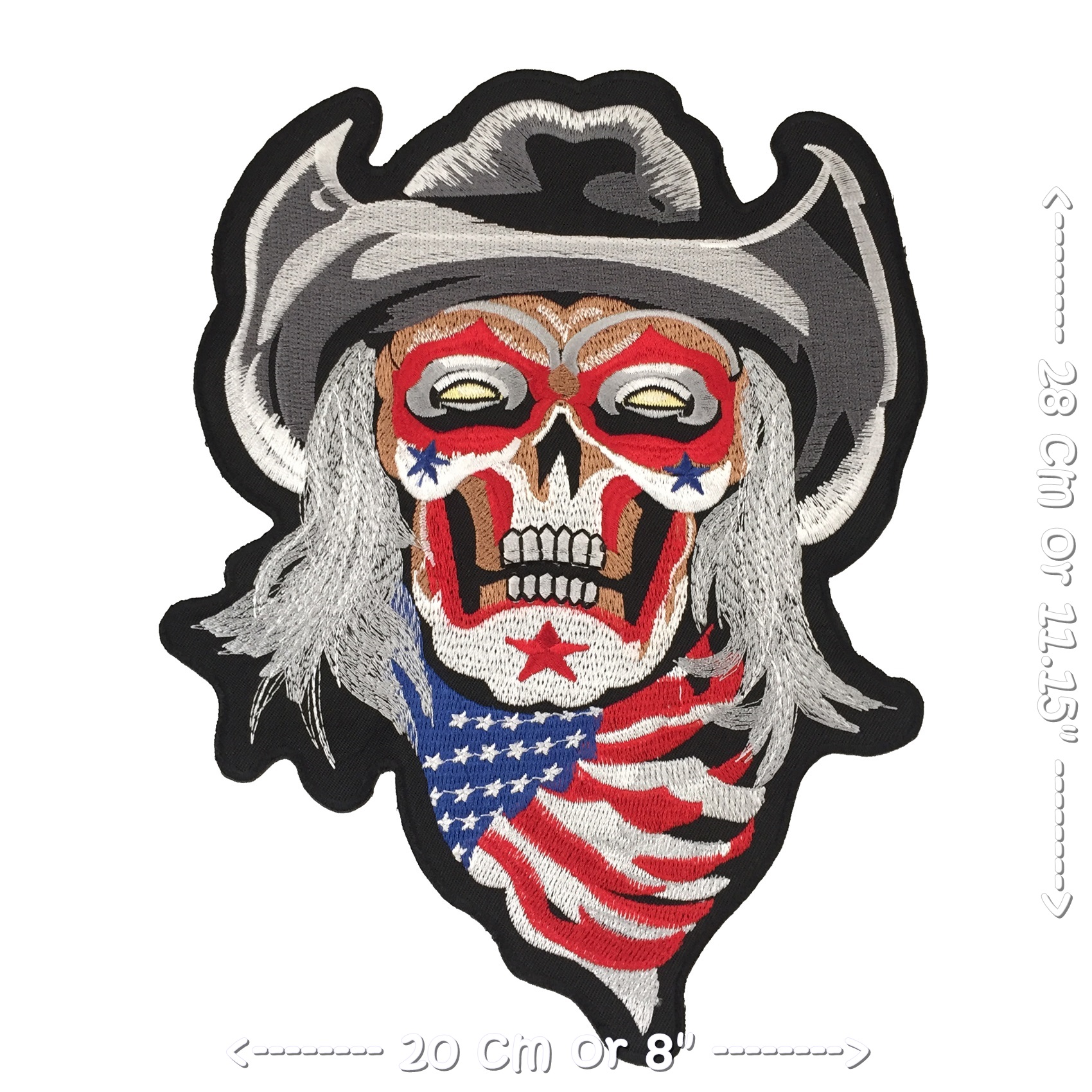 คาวบอย กะโหลก ไบค์เกอร์ ตัวรีดติดเสื้อ อาร์มรีด อาร์มปัก ตกแต่งเสื้อผ้า หมวก กระเป๋า แจ๊คเก็ตยีนส์ Embroidered Iron on Patch ขนาดใหญ่