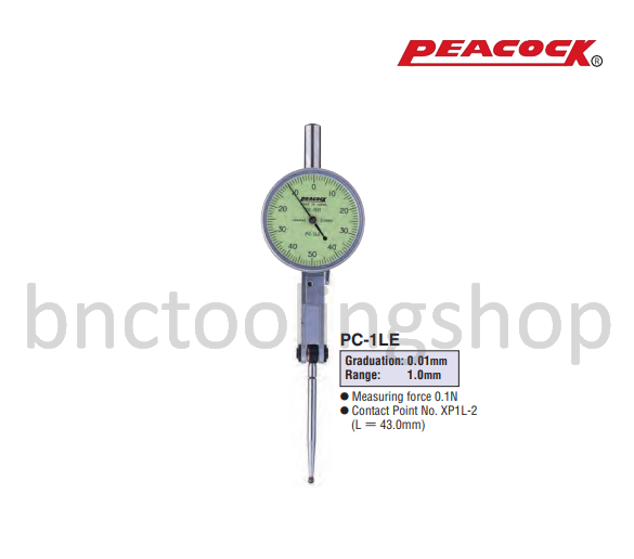 ไดอัลเทส ขนาด 1.0มิล ความละเอียด 0.01มิล,Super Low Measuring Force Test Indicators Range 1.0mm Graduation 0.01mm,Peacock,PC-1LE