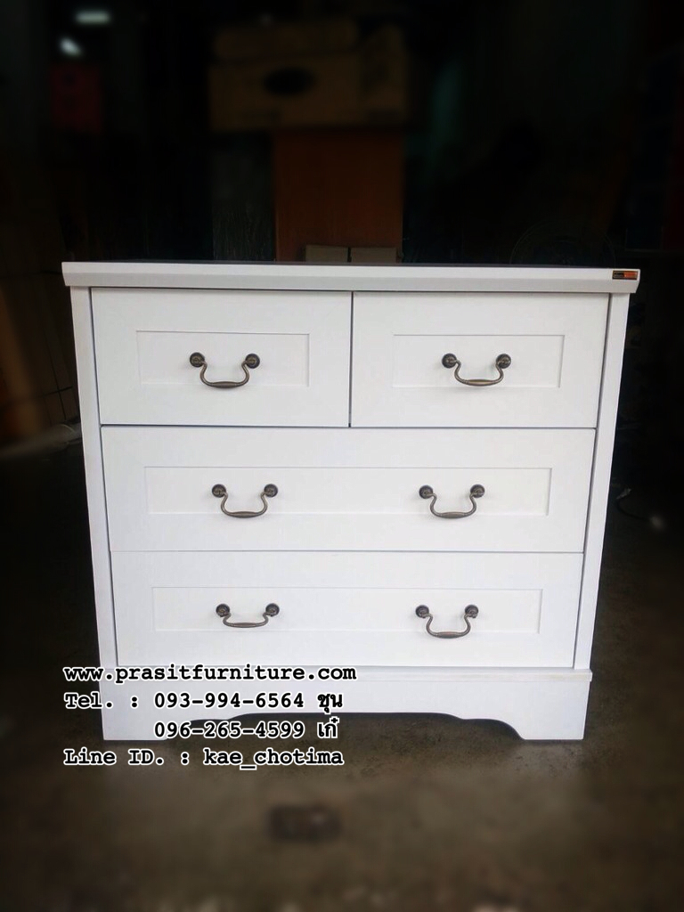 ตู้ลิ้นชัก สไตล์วินเทจ สีขาว DW-8001
