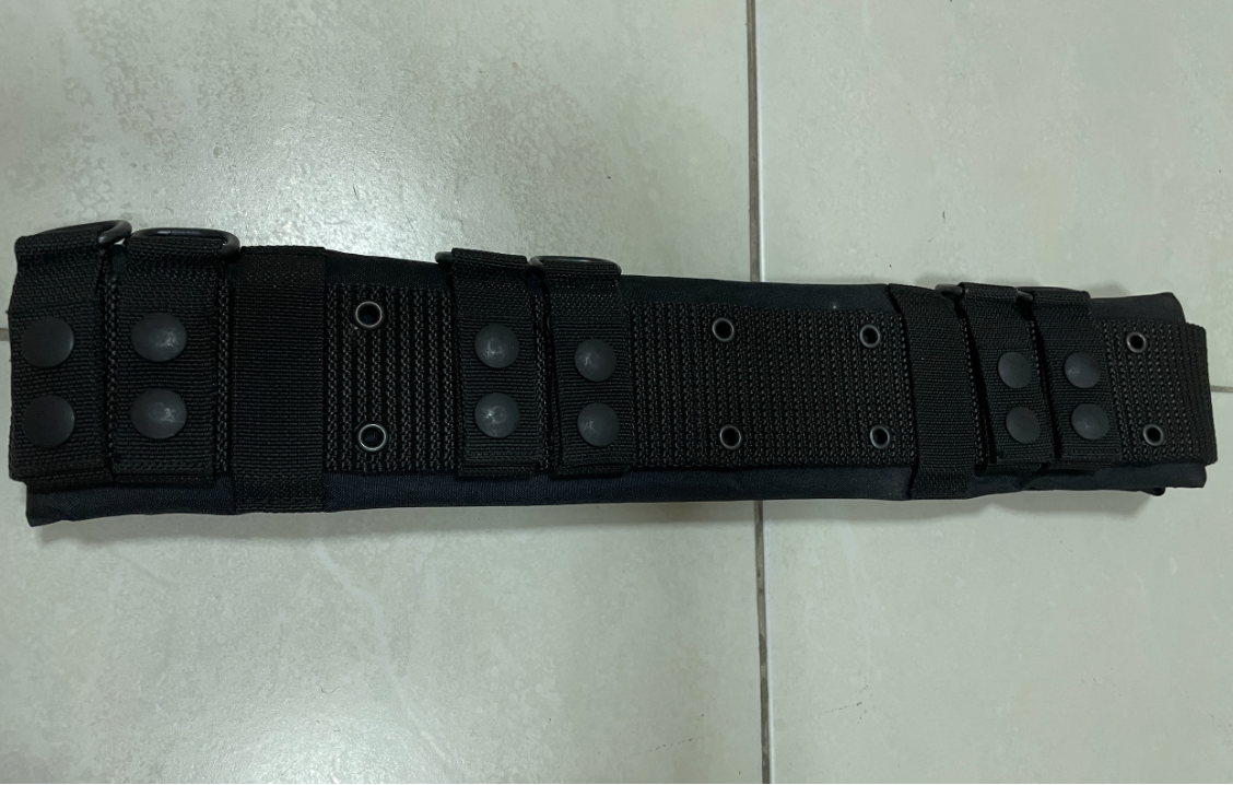 สายโยงบ่า หน้ากว้าง ดำ + เข็มขัดสนามนวม ดำ