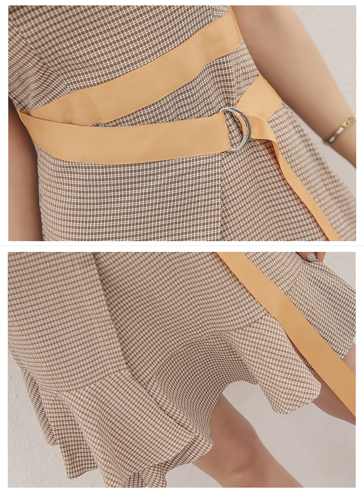 ชุดเดรสออกงาน สายเดี่ยว สีน้ำตาลอ่อน ส่งฟรี ems