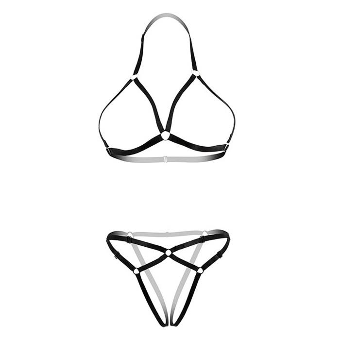 A099-12 ชุดอีโรติก ชุดชั้นในเซ็กซี่สไตล์ SM ตัวชุดมาในแบบสายรัดยางยืดเชื่อมต่อกันเป็นชุดชั้นใน มาในแบบ2ชิ้นบนล่างสวมใส่แบบใช้ขอเกี่ยวสามารถปรับระดับความรัดแน่นได้ตามใจชอบเลยค่ะ