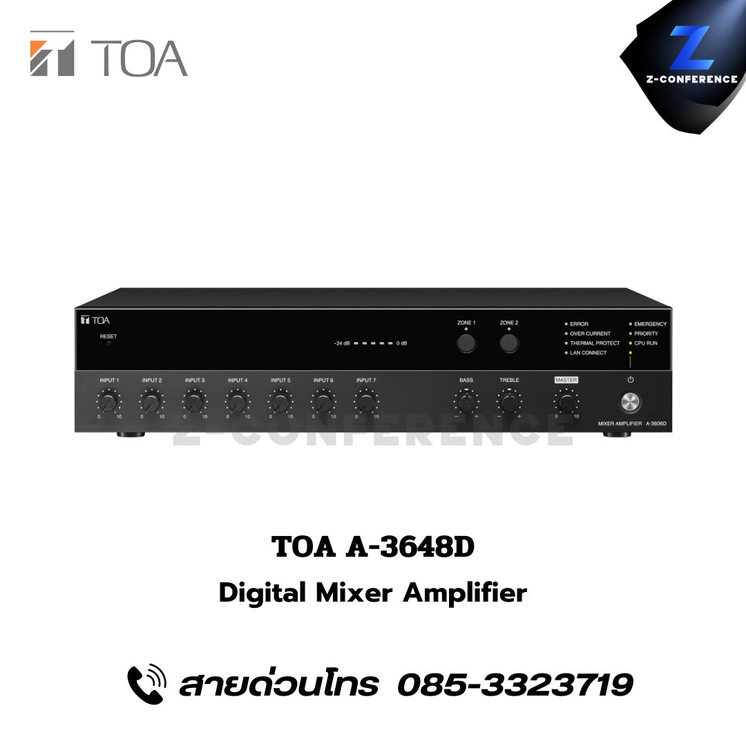TOA A-3648D Digital Mixer Amplifier มิกเซอร์ , mixer , มิกเครื่องเสียง , มิกเซอร์ดิจิตอล , มิ๊กดิจิตอล , แอมป์ , amplifier, power amp, power amplifier