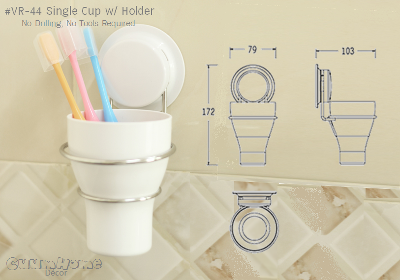 VR-44 ถ้วยน้ำเดี่ยว ไม่ต้องเจาะผนัง