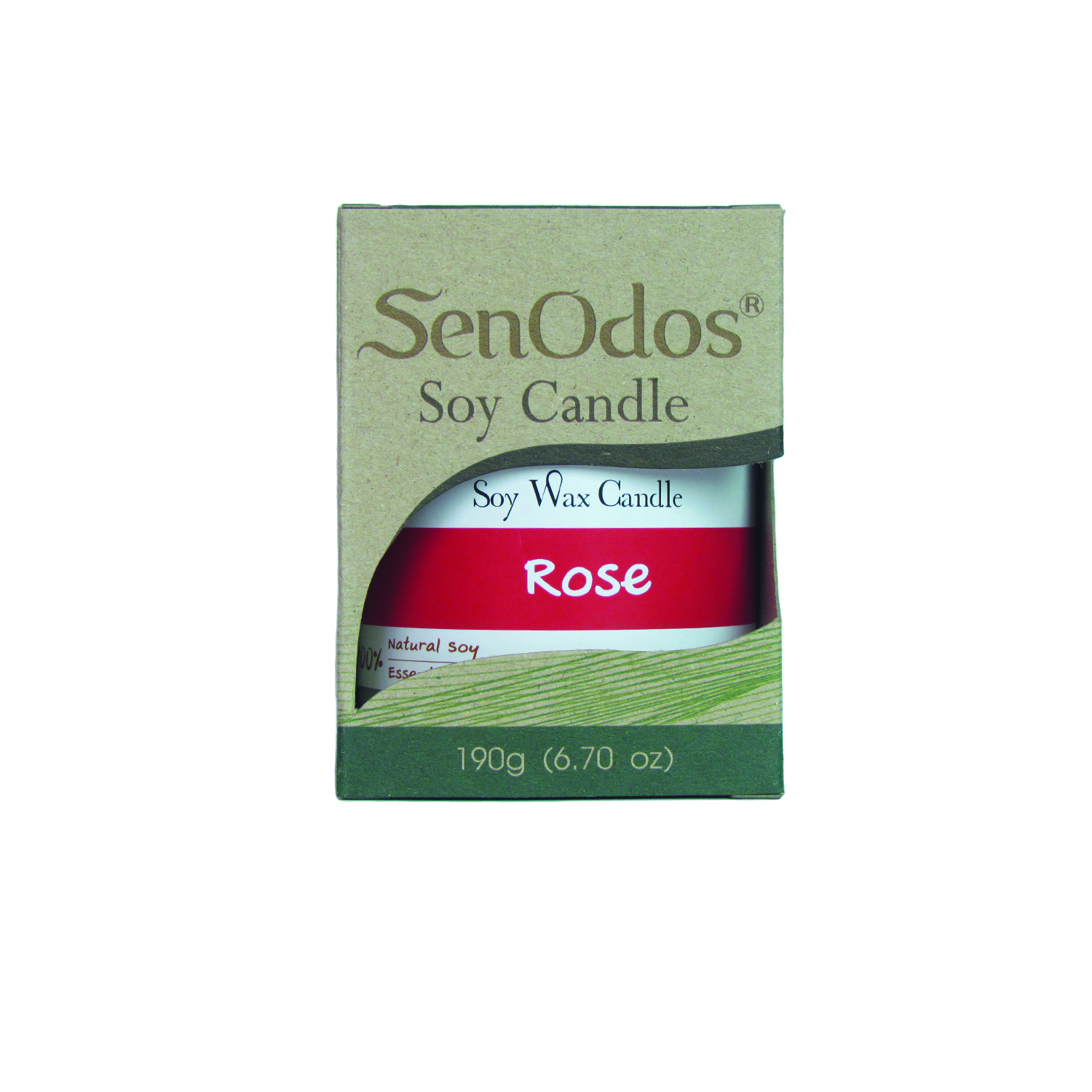 SenOdos เทียนหอม อโรม่า เทียนหอมสปา Rose Scented Soy Candle Aroma 190g. - กลิ่นกุหลาบ