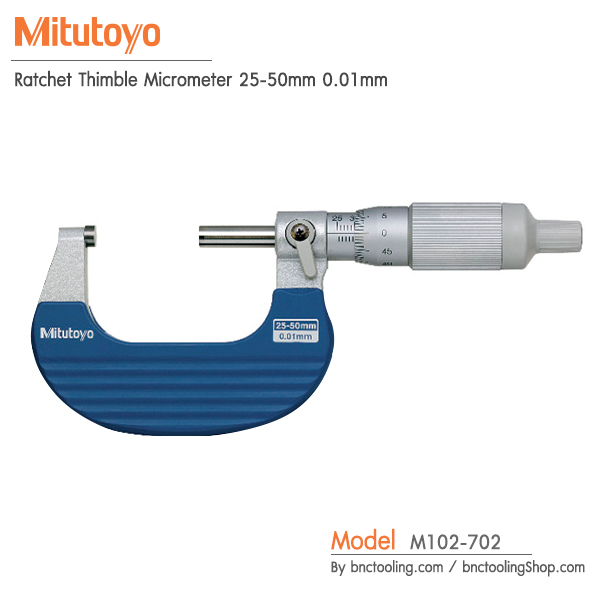Mitutoyo,Ratchet Thimble Micrometer 25-50mm 0.01mm,M102-702